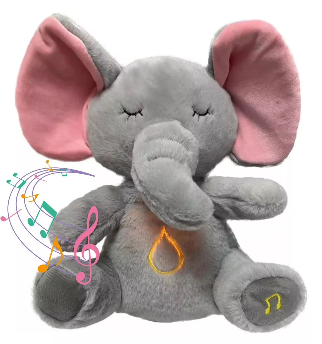 PELUCHE ELEFANTE ANTIESTRÉS: RESPIRA, BRILLA, SUENA.